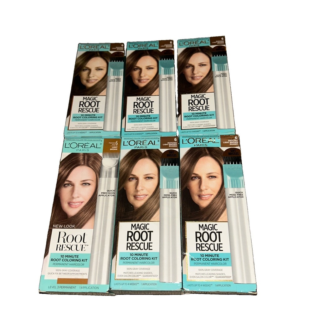 6 Loreal Magic Root Rescue 10 Minute Root Coloring Kit #6 LIGHT BROWN SHADES